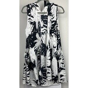 P Luca Milano Cardigan Sleeveless Open Front Tunic Lightweight Lagenlook B/W XL‎